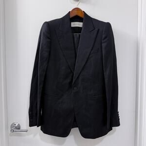 NWT Dries Van Noten Kant Black Wool Linen Tuxedo Suit Fox Brothers